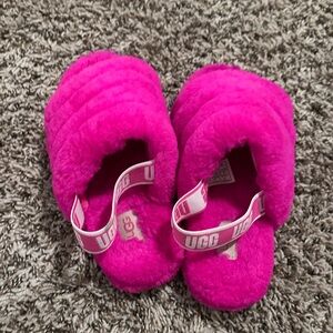 UGG Bright Pink Fluffy Slides